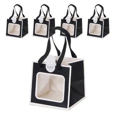 indi.k 透明窗禮物提袋 小 5入 + 貼紙 5入 組, 黑色, 1套