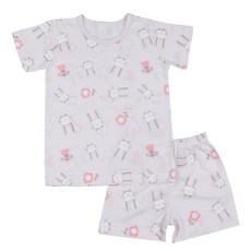 bonumam 女童印花圓領短袖T恤+5分褲