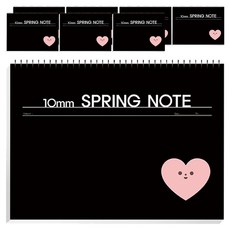 Shabby 小學3-6年級無線橫式線圈筆記本 60張, 8個, 黑色