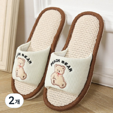 Daycozy 可愛小熊透氣防層間噪音室內拖鞋, 象牙白, 2個