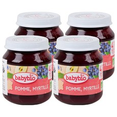 babybio 生機鮮果泥, 蘋果藍莓, 130g, 4罐