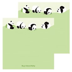 CARD LOVER 信的戀人 便簽本, 布丁島日常 熊貓 綠色, 2個, 1組