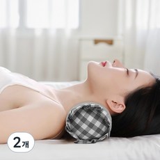 팔팔바디 格紋蕎麥圓形頸椎枕, 黑色, 2個