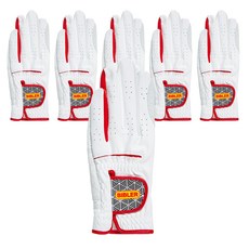 女款高爾夫手套 左手款, 白+紅, 6入