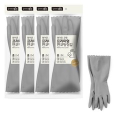 명진 프리미엄 면코팅장갑, 그레이, 중(M), 4세트