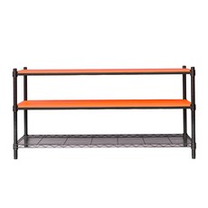 dayneeds 日需百備 烤漆三層架松木(木板層架/收納層架/展示架/層架/鐵架), 黑框+柚木, 3