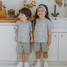 똘무룩 아동용 스트라이프 셋업 반팔 반바지 상하세트