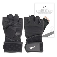 PRO-SPECS Strength 雙層健身手套 左右一副, 1個, 黑色