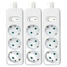 DaJOa 安全開關3孔延長線, 3個, 單一顏色, 1.5m