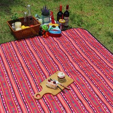 하늬통상 에스닉 양면방수 돗자리, 핫핑크