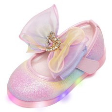 LA STELLA 女童可愛LED毛絨平底鞋