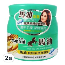 MANN NI 蔓妮 馬油髮絲染燙修護霜, 撫平毛躁 深度滋潤, 600ml, 2罐