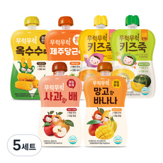 이유케어스 유아용 무럭무럭 키즈죽 6종 세트, 옥수수, 당근, 단호박, 고구마, 사과랑배, 망고랑바나나, 5세트, 100g