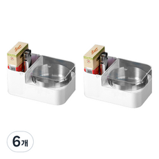 무타공 재털이 사각형 수납함, 화이트, 6개