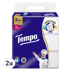 Tempo 得寶 極吸萬用3層抽取廚房紙巾 強力吸水吸油, 3包, 2袋