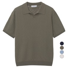 MIND BRIDGE 男士透氣類亞麻翻領短袖針織衫 MZKT3121