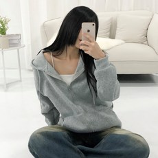 피어니스트 심플 하이틴 오버핏 후드집업