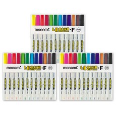 12 支裝的名字筆 F 用於 Monami 中的中間字母, 混合顏色, 3組