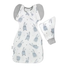 OhBabyLying 夏季輕薄款可換袖成長包巾, 藍色兔兔