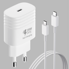 탐사 x 솔루엠 (삼성전기 스핀오프) PD25W PPS C타입 1포트 초고속 충전기 + CtoC 케이블, 화이트, 1세트