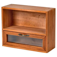 復古實木收納櫃 木質桌面收納櫃-單格單抽屜款, 30 x 11.2 x 24cm, 松木色