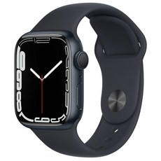 Apple 애플워치 7 GPS, 41mm, 알루미늄, 미드나이트 / 미드나이트 스포츠 밴드, 케이스(미드나이트), 밴드(미드나이트)