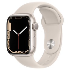 Apple 애플워치 7 GPS, 41mm, 알루미늄, 스타라이트 / 스타라이트 스포츠 밴드