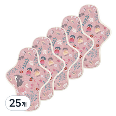 eechae 花朵一體成型棉質衛生棉 粉紅錦鯉, 25個, 1入, 中型