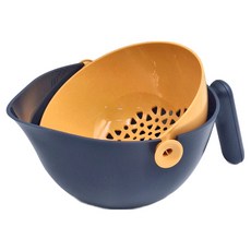 北歐風單手旋轉瀝水籃 PP+ABS材質, 深藍色, 29x22x11公分(cm), 1個