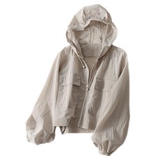 구디프 여성용 소프트 컬러 경량 바람막이 후드 자켓