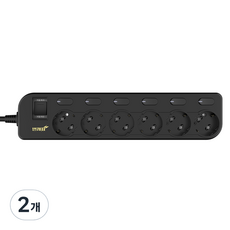 KUMHO Beongaepyo 韓國製節能型獨立開關6孔延長線 M6B-S1.5/R, 2個, 1.5m, 黑色