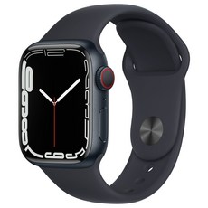 Apple 애플워치 7 GPS+Cellular, 41mm, 알루미늄, 미드나이트 / 미드나이트 스포츠 밴드, 케이스(미드나이트), 밴드(미드나이트)