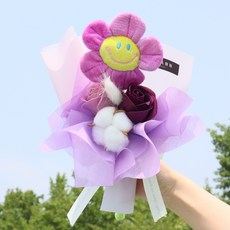 모리앤 비누꽃 귀욤 귀욤 스마일인형 꽃다발, 로맨틱퍼플, 1개