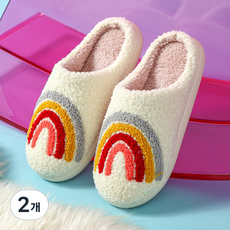 Brobro 女性可愛保暖冬季拖鞋, 彩虹, 2個