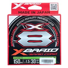 YGK X-BRAID CORD X8 8股 釣線, 150m, #1.5, 30lb, 日本製造, 螢光綠, 1個