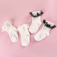 Cocovidorothy 兒童透明雙層蕾絲襪 2雙組