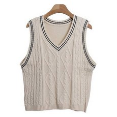 Lindashop Nazro V領寬鬆麻花針織背心 cpvt1245k47