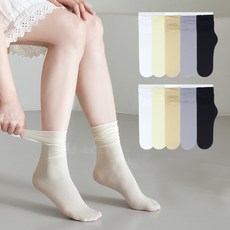 이지레그 여성용 돌돌이 무압박 얇은 여름 중목 스타킹 양말 10켤레