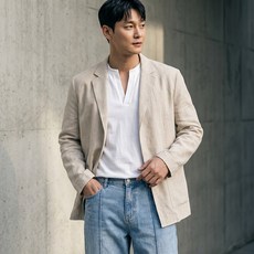아뗄릭옴므 남성용 안드레 린넨 캐주얼 긴팔 자켓 10041
