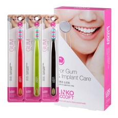 LINKO 牙齦護理軟毛牙刷禮盒組(粉色 2支 + 綠色 2支 + 深棕色 2支), 1套, 6入