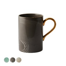 CASA MUUTTI 大理石紋金柄馬克杯 450ml, 黑色, 1個