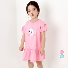 PremierFam 女童許願貓泡泡袖傘狀短袖連身裙
