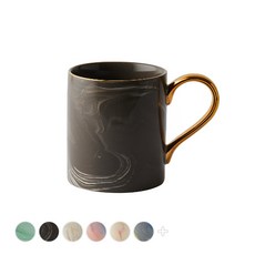 CASA MUUTTI 大理石紋金色手柄馬克杯 350ml, 黑色, 1個