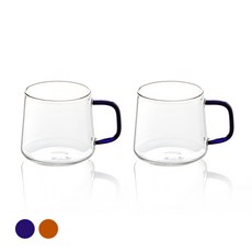 韓國 ZEN 現代耐熱玻璃馬克杯 450ml, 深藍色, 2個