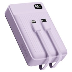 바우아토 포켓쉴 고속 입출력 케이블 일체형 미니 대용량 난연 보조배터리 20000mAh C타입 애플8핀 PD 22.5W, 파스텔퍼플 파스텔퍼플