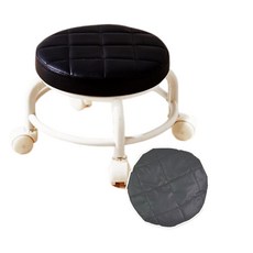 圓凳 滑輪矮凳 Set, 360°可移動滾輪, 有背款/無背款, 防水耐用, 寬大椅面, 黑色, 1組