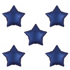 星星緞面豪華鋁箔氣球 45cm, 海軍藍, 5個