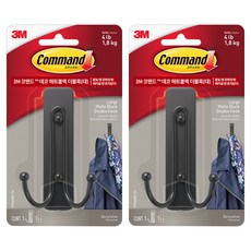 3M Command 無痕 裝飾雙掛鉤 大型 17036MB-ES, 2個, 霧面黑