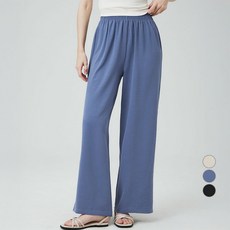 ELLEPARIS 여성용 크링클 풀밴딩 와이드 썸머 팬츠