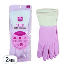 태화 면코팅 투톤 고무장갑 양손착용, 핑크, 대(L), 2세트